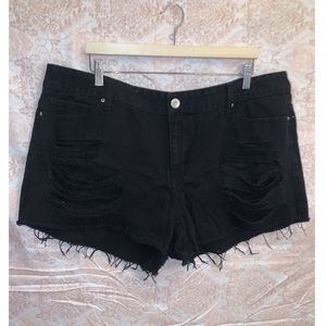 Forever 21 Plus Black Ripped Jean Shorts